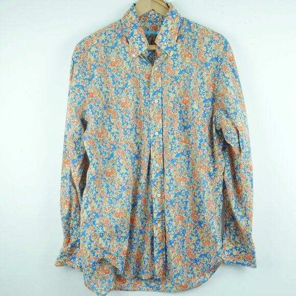 J. Mclaughlin Men's Medium Button Down Top Floral Country Club Preppy Cotton - Picture 1 of 7